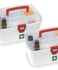 MILTON Plastic Bpa-Free Emergency Portal Medicine Storage Box With Detachable Tray (White, Set of 2) Rectangular